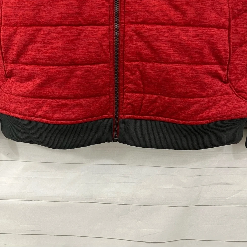 The North Face Red Gray Zipper Quilted Bomber Insulated Jacket